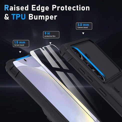 متوافق مع حامل بطاقة Samsung Galaxy S25 Ultra 5G المدمج في بطاقات [Store 5 Cards]+حامي الشاشة ، حماية RFID ، طبقة ثقيلة للهاتف الثقيل ، 2025 RED in Saudi Arabia