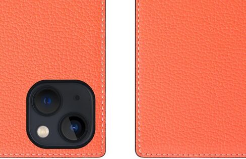 SLG D8 Neon Full Grain Leather Wallet Case for iPhone 13 Pro - Handcrafted Diary Style with Card Holders and Side Cash Pocket, Gift Box Included (Coral) in Saudi Arabia