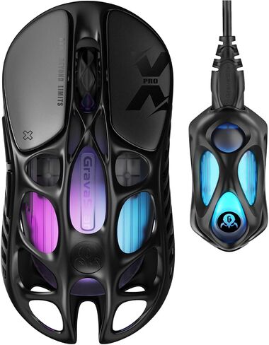 GravaStar Mercury X Pro Wireless Gaming Mouse – 32,000 DPI PAW 3950 Sensor, 8,000Hz Polling Rate, Only 49g, Magnesium Alloy Hollow Frame, RGB Lighting, 5 Programmable Buttons, Tri Mode Connectivity in Saudi Arabia