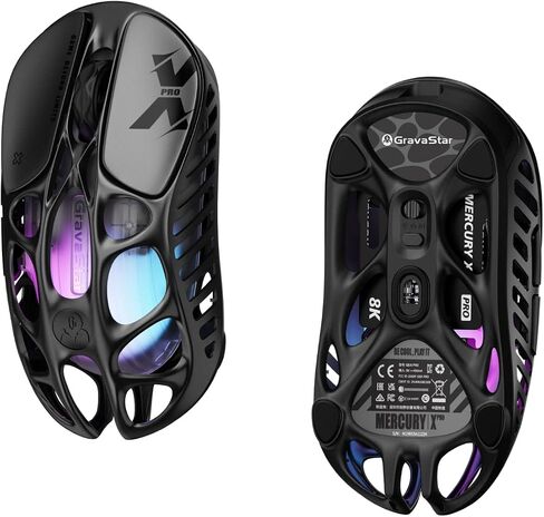 GravaStar Mercury X Pro Wireless Gaming Mouse – 32,000 DPI PAW 3950 Sensor, 8,000Hz Polling Rate, Only 49g, Magnesium Alloy Hollow Frame, RGB Lighting, 5 Programmable Buttons, Tri Mode Connectivity in Saudi Arabia