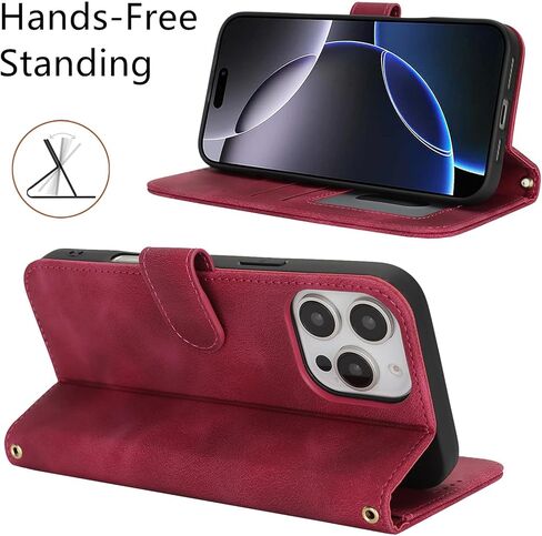 Jaorty Phone Case for iPhone 16 with Card Holder,Wallet Case for iPhone 16 with Crossbody Shoulder Strap for Women,Anti-Lost Magnetic PU Leather Cover Purse,6.1 Inch,Smooth Beige in Saudi Arabia