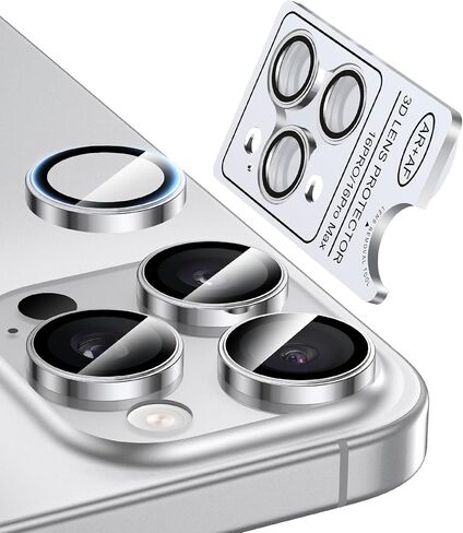 2 Pack Military Grade 9H+ Glass for iPhone 16 Pro Max/16 Pro Camera Lens Protector [1:1 Invisible Fit & Ultra Clarity] Camera Protector 16 Pro Max/16 Pro Tempered Glass, White Titanium in Kuwait