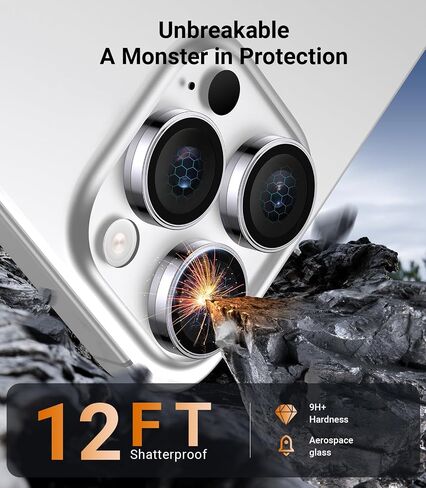2 Pack Military Grade 9H+ Glass for iPhone 16 Pro Max/16 Pro Camera Lens Protector [1:1 Invisible Fit & Ultra Clarity] Camera Protector 16 Pro Max/16 Pro Tempered Glass, White Titanium in Kuwait