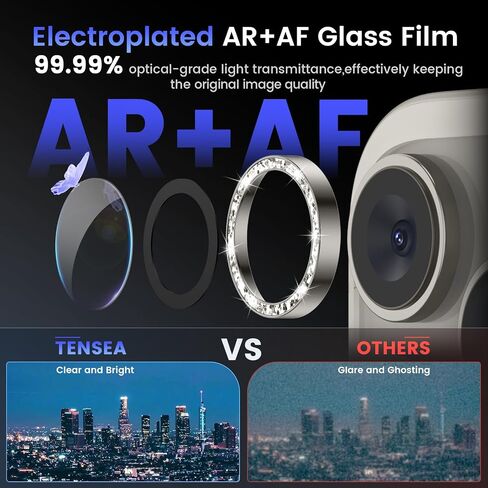 Tensea Camera Lens Protector Compatible for iPhone 15 Pro Max/15 Pro/16 Pro Max/16 Pro, Metal Aluminum Alloy Tempered Glass Cover Camera Screen Protector Accessories, Case Friendly in Kuwait