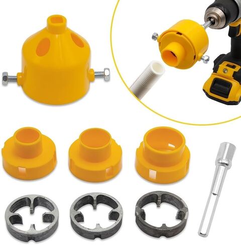 6 Pcs PVC Thread Maker Tool, Pipe Threader Plumbing Tool Kit Plastic Pipe Round Die with 3 Dies 1/2", 3/4" and 1" NPT Die Manual Hand Tool for PVC Threading in Kuwait