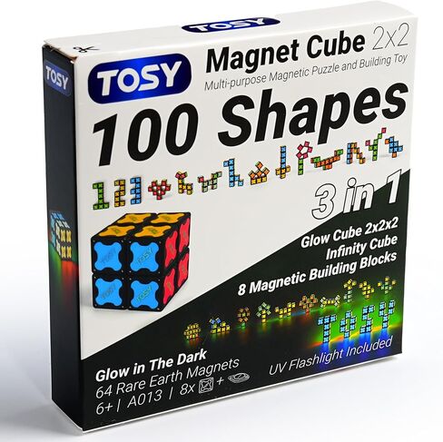 Tosy Magnet Cube 3x3-240 Magnets ، 6 في 1 Toy: 3x3 أو 2x2 Puzzle Cube ، Transformable Fidget Spinner ، Infinity Cube ، لبنات البناء ، لعبة ألغاز ثنائية الأبعاد ، هدية عيد ميلاد عيد الفصح (مجموعة من 2) in Kuwait