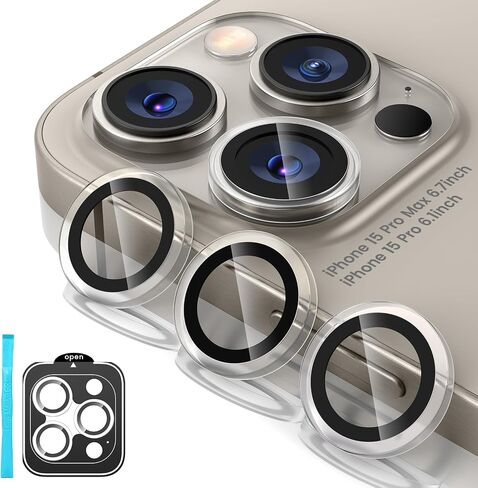 Tensea Camera Lens Protector Compatible for iPhone 15 Pro Max/15 Pro/16 Pro Max/16 Pro, Metal Aluminum Alloy Tempered Glass Cover Camera Screen Protector Accessories, Case Friendly in Kuwait