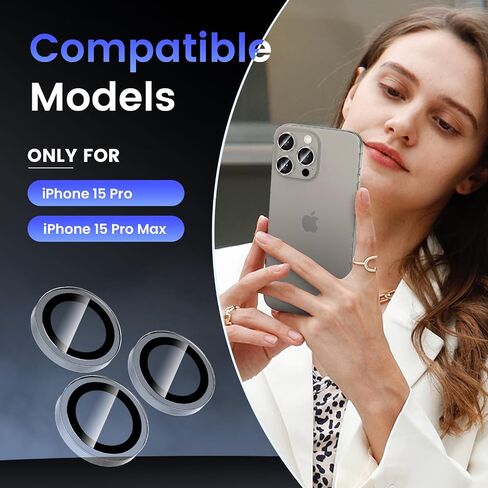 Tensea Camera Lens Protector Compatible for iPhone 15 Pro Max/15 Pro/16 Pro Max/16 Pro, Metal Aluminum Alloy Tempered Glass Cover Camera Screen Protector Accessories, Case Friendly in Kuwait