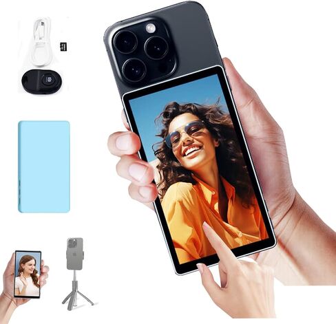CP5 Phone Vlog Selfie Monitor Screen, 5 inch 1080P Touchscreen Monitor, 2.4G/5GHz 164ft Wireless Transmission with Bluetooth Remote for iPhone Vlog Selfie Monitor Screen (with Grey Case) in Saudi Arabia