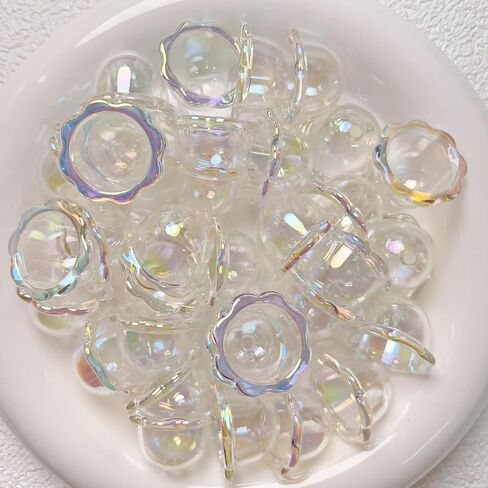 50Pcs 16 * 23mm Large Trumpet Flower Beads for Jewelry Making Acrylic Aesthetic Bell Floral Bead Caps for Cute Jellyfish Cell Phone Charms Earrings Bag Decorative Chains DIY Crafts(White) in Saudi Arabia