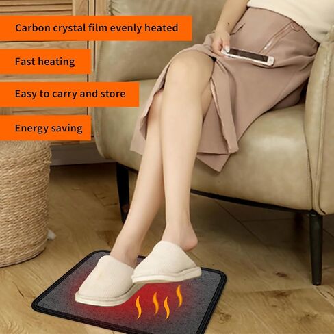 Electric Heated Floor Mats Under Desk, Heated Foot Warmer - 110v Toes Warming Heater for Office and Home(Stone grain) in Kuwait
