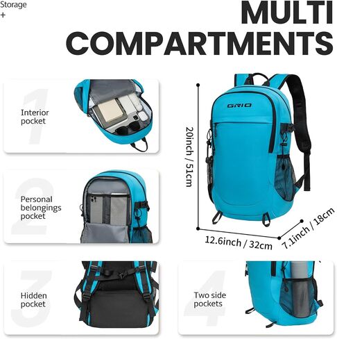 GRIO 40L Lightweight Hiking Backpack for Men and Women, Packable Backpack for Travel Outdoor Sports Camping Mountaineering Trekking Daypack Back Pack Bag in Saudi Arabia
