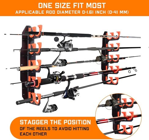 Fishing Rod Holders, Fishing Pole Holders for Garage, Wall or Ceiling Mounted Fishing Rod Rack Holds Up to 10 Rods（1 Pack） in Kuwait