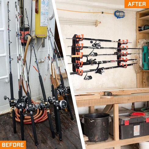 Fishing Rod Holders, Fishing Pole Holders for Garage, Wall or Ceiling Mounted Fishing Rod Rack Holds Up to 10 Rods（1 Pack） in Kuwait