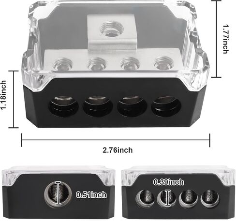 3 Way Power Distribution Block Car Audio Splitter 1x 0 Gauge Input / 3X 4 Gauge Output Ground Distribution Block Amp for Automotive Car Truck Boat Marine, 1-Pack in Saudi Arabia