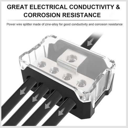 3 Way Power Distribution Block Car Audio Splitter 1x 0 Gauge Input / 3X 4 Gauge Output Ground Distribution Block Amp for Automotive Car Truck Boat Marine, 1-Pack in Saudi Arabia