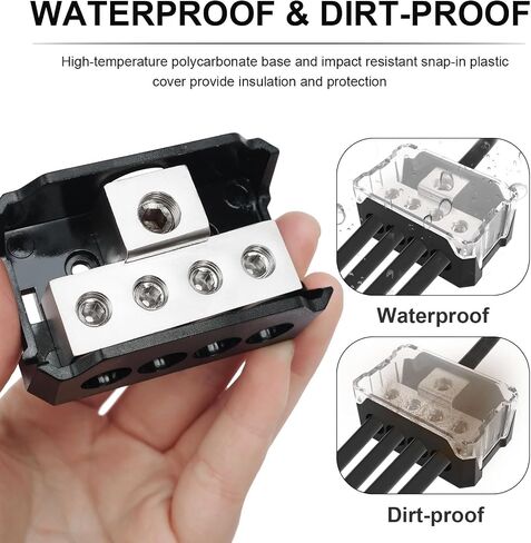 3 Way Power Distribution Block Car Audio Splitter 1x 0 Gauge Input / 3X 4 Gauge Output Ground Distribution Block Amp for Automotive Car Truck Boat Marine, 1-Pack in Saudi Arabia