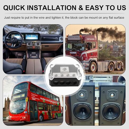 3 Way Power Distribution Block Car Audio Splitter 1x 0 Gauge Input / 3X 4 Gauge Output Ground Distribution Block Amp for Automotive Car Truck Boat Marine, 1-Pack in Saudi Arabia