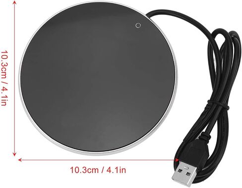 USB Coffee Mug Warmer with 55°C Constant Temperature Automatic Power Off Tempered Glass Panels Cup Warmer for Home Office Use (Gold) in Saudi Arabia