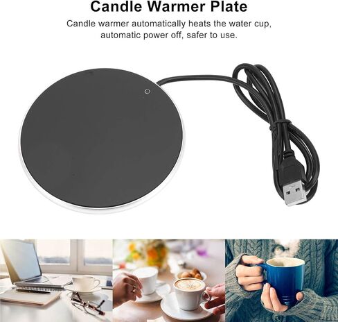 USB Coffee Mug Warmer with 55°C Constant Temperature Automatic Power Off Tempered Glass Panels Cup Warmer for Home Office Use (Gold) in Saudi Arabia