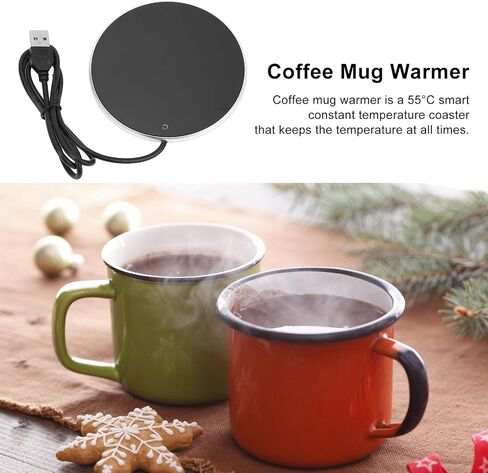 USB Coffee Mug Warmer with 55°C Constant Temperature Automatic Power Off Tempered Glass Panels Cup Warmer for Home Office Use (Gold) in Saudi Arabia