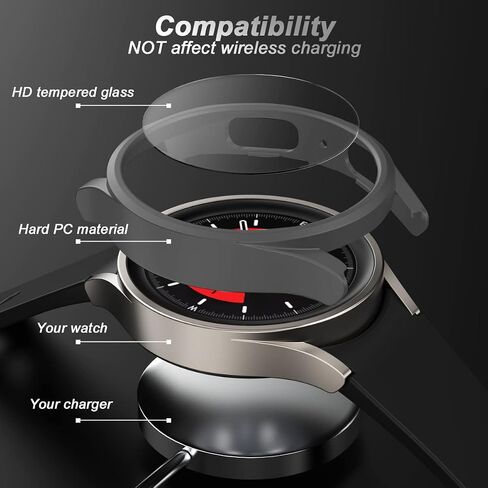 Screen Protector Compatible with Galaxy Watch 4/Galaxy Watch 5 44mm,【4+2Pack】 HD Tempered Glass Protective Film and Hard PC Bumper Case for Samsung Galaxy Watch 5/Galaxy Watch 4 44mm in Saudi Arabia
