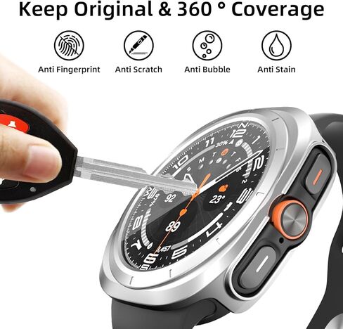 واقي شاشة متوافق مع ساعة Galaxy Watch 4/Galaxy Watch 5 44 مم، 【4+2 حزمة】 طبقة حماية من الزجاج المقوى عالي الدقة وغطاء ممتص للصدمات صلب من البولي كربونات لساعة Samsung Galaxy Watch 5/Galaxy Watch 4 44 مم in Kuwait