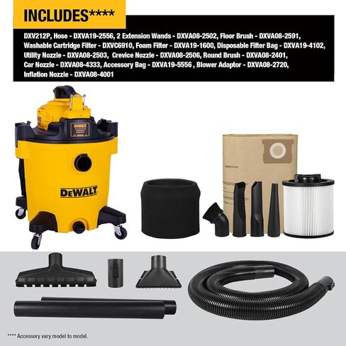DEWALT Shop Vacuum Wet and Dry Vac with Detachable Leaf Blower, 3 in 1 Heavy Duty Wet Dry Vacuum Cleaner 9 Gal for Home, Garage, Car, Workshop, Jobsite, Lawn Care, Yard, Patio, 5 Peak HP, DXV209P in Saudi Arabia