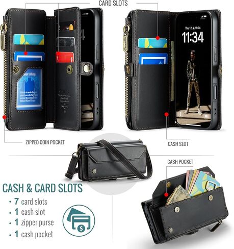 حقيبة محفظة Lbyzcase Crossbody لـ iPhone 16 Plus 6.7 "، حالة الهاتف الجلدية للأزياء النسائية مع Snap Magnetic ، حزام الكتف ، سحاب ، حامل بطاقة RFID لـ iPhone 16 Plus-Green in Kuwait
