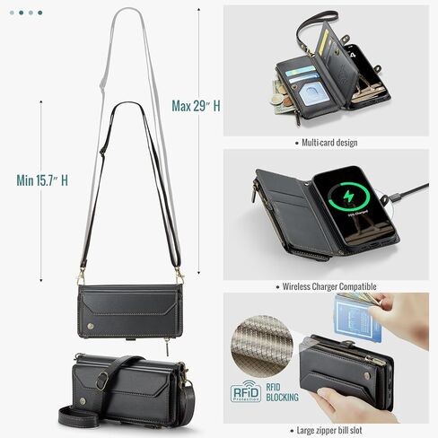 حقيبة محفظة Lbyzcase Crossbody لـ iPhone 16 Plus 6.7 "، حالة الهاتف الجلدية للأزياء النسائية مع Snap Magnetic ، حزام الكتف ، سحاب ، حامل بطاقة RFID لـ iPhone 16 Plus-Green in Kuwait