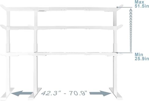 Fromann Dual Motor Electric Standing Desk Frame 3 Tier Legs Height Adjustable Handset with USB A+ C Ports Sit Stand up Desk Base for Home and Office (Black) in Kuwait