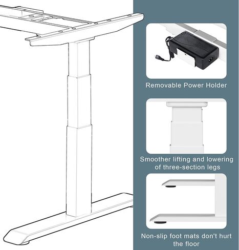 Fromann Dual Motor Electric Standing Desk Frame 3 Tier Legs Height Adjustable Handset with USB A+ C Ports Sit Stand up Desk Base for Home and Office (Black) in Kuwait