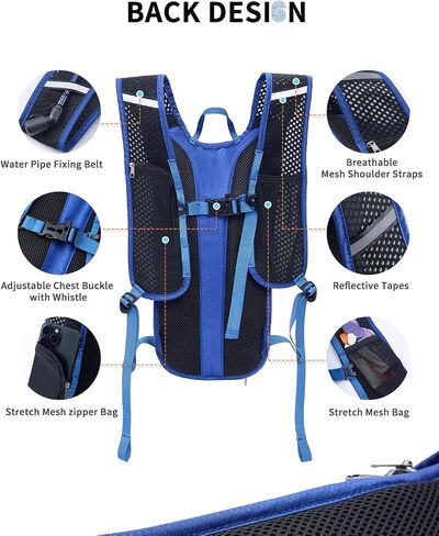 Hydration Backpack with 2L Water Bladder, Hiking Water Backpack for Women Men, Lightweight Cycling Daypack with Phone Pocket & Helmet Net Bag, Hydration Pack for Biking, Running, Skiing in Saudi Arabia