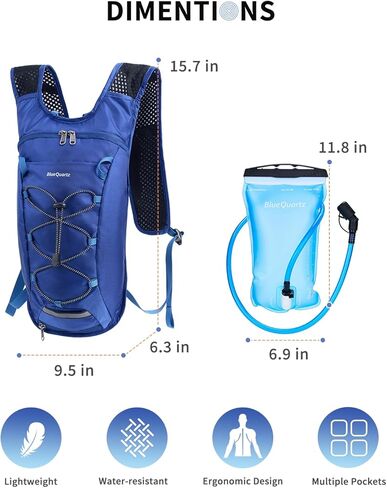 Hydration Backpack with 2L Water Bladder, Hiking Water Backpack for Women Men, Lightweight Cycling Daypack with Phone Pocket & Helmet Net Bag, Hydration Pack for Biking, Running, Skiing in Saudi Arabia
