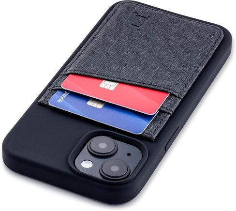 حالة بطاقة Dockem M2L لـ iPhone 14 Pro Max مع قشرة السيليكون السائل ، صفيحة معدنية مدمجة للمحفظة المغناطيسية والمحفظة مع فتحتين لبطاقة الائتمان الجلدية الاصطناعية 2 (M2L ، البحرية) in Kuwait