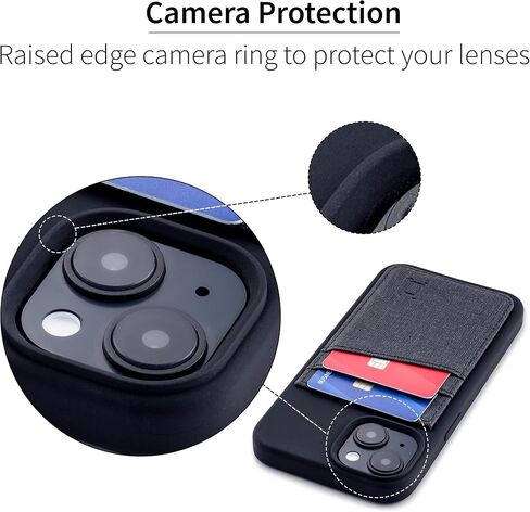 حالة بطاقة Dockem M2L لـ iPhone 14 Pro Max مع قشرة السيليكون السائل ، صفيحة معدنية مدمجة للمحفظة المغناطيسية والمحفظة مع فتحتين لبطاقة الائتمان الجلدية الاصطناعية 2 (M2L ، البحرية) in Kuwait
