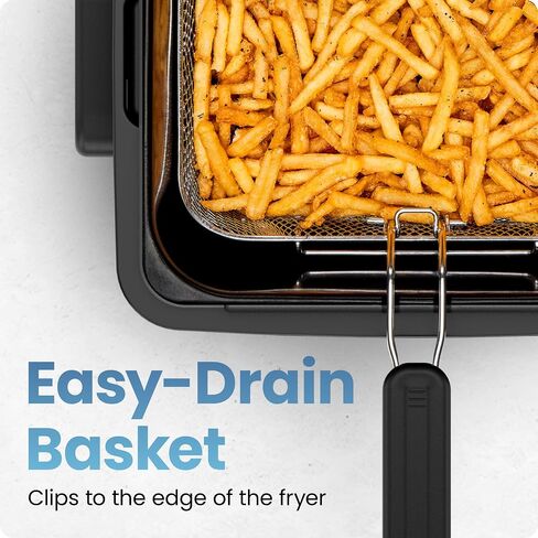 Chefman Deep Fryer, 4.5 Quart / 18 Cup XL with Basket Strainer, Removable Oil Container, Windowed Lid & Adjustable Temperature – Perfect for Fried Chicken, French Fries & Chips – Stainless Steel in Kuwait
