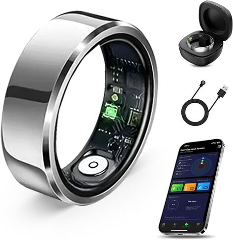 Smart Ring, Sleep Tracking Wearable, Heart Rate, Fitness Tracker, for Men/Women, Black, Size 12 in Saudi Arabia