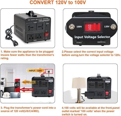 Yinleader 500W Step Down 120V to 100V Voltage Converter Japanese Transformer (120v to 100v OR 100v to 120v) w/US Power Cord in Saudi Arabia