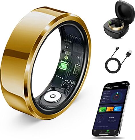 Smart Ring, Sleep Tracking Wearable, Heart Rate, Fitness Tracker, for Men/Women, Black, Size 12 in Saudi Arabia