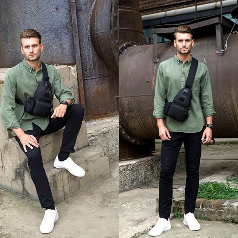 Tactical Sling Bag for Men, MOLLE Crossbody Bag Shoulder Sling Backpack | Water Bottle Holder, USB Charging Port, EDC Bag, Outdoor Hiking Travel in Kuwait