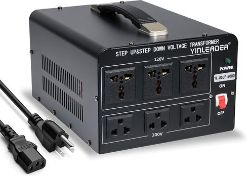 Yinleader 500W Step Down 120V to 100V Voltage Converter Japanese Transformer (120v to 100v OR 100v to 120v) w/US Power Cord in Saudi Arabia