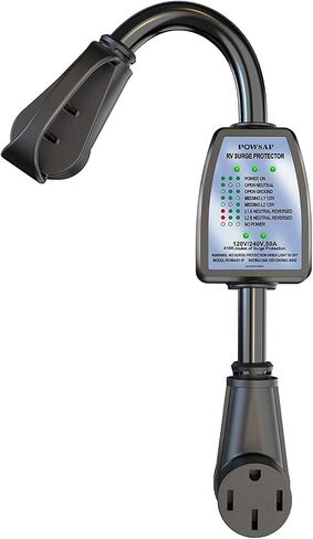 rv Surge Protector 50 amp with Waterproof Cover, rv Voltage Protector/Monitor with Surge Protection(4100 Joules), Designed with Easy to Use Handle, Black in Kuwait