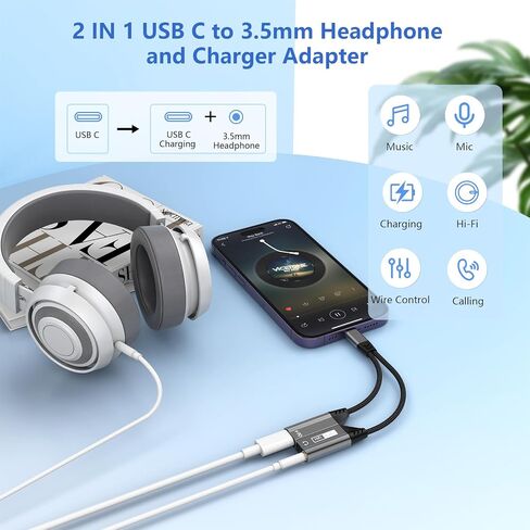 Magnetic 2-IN-1 Lightning to 3.5mm Audio Jack Headphone and Charge Cable Adapter for iPhone，【Apple MFi Certified】Earphone Converter Splitter Support Music+Charge+HiFi+Mic for iPhone 14 Pro/14 13 12 11 in Saudi Arabia