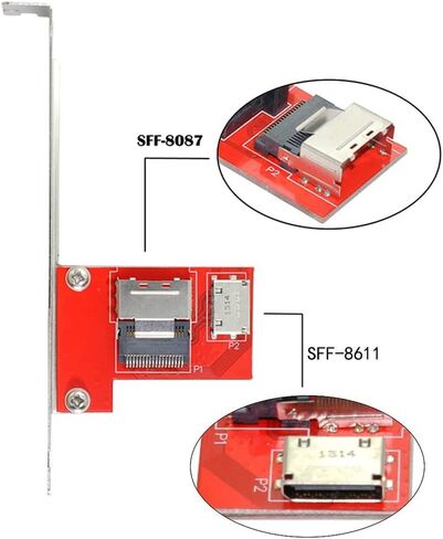 Xiwai PCI-Express 4.0 Slimline SAS SFF-8654 to Oculink SFF-8611 SFF-8612 PCBA Female Adapter with Bracket in Saudi Arabia