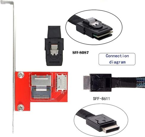 Xiwai PCI-Express 4.0 Slimline SAS SFF-8654 to Oculink SFF-8611 SFF-8612 PCBA Female Adapter with Bracket in Saudi Arabia
