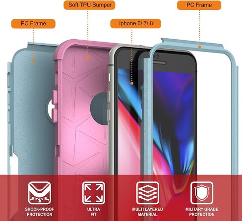 Punkcase for iPhone 7 Clip Clip الحافظة Case [سلسلة Ports] 4-1 تغطية الهاتف الوعرة والحماية متعددة الطبقات مع Kickstand متكامل لـ iPhone 7 (4.7 ") (2016) [Mint] in Kuwait