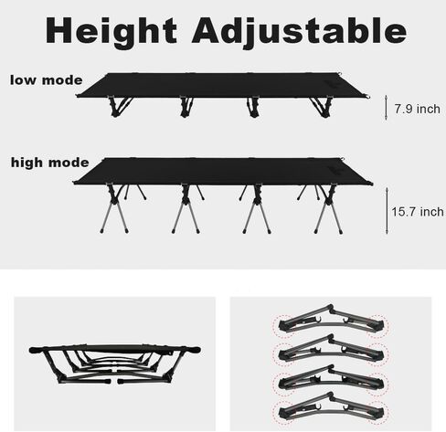 Extra Wide Camping Cot for Adults, Oversized XXL Sleeping Cots Folding Cot Bed with Carry Bag for Outdoor Camp Travel Hiking Home (Black, 83 * 31 inch) in Saudi Arabia