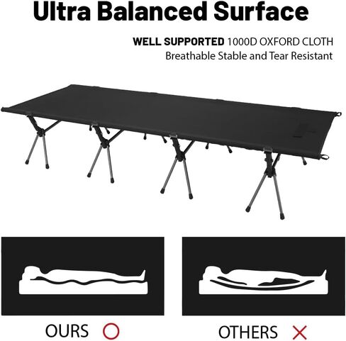 Extra Wide Camping Cot for Adults, Oversized XXL Sleeping Cots Folding Cot Bed with Carry Bag for Outdoor Camp Travel Hiking Home (Black, 83 * 31 inch) in Saudi Arabia