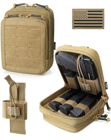 WYNEX Molle Admin Pistol Pouch for Concealed Carry, Tactical EDC Belt Pouch Gun Bag Utility Tool EMT Organizer Pouch Medical CCW with Universal Pistol/Elastic Holster in Saudi Arabia